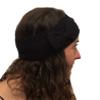 Black Wool Machine-Knitted Headband with Bow view 3