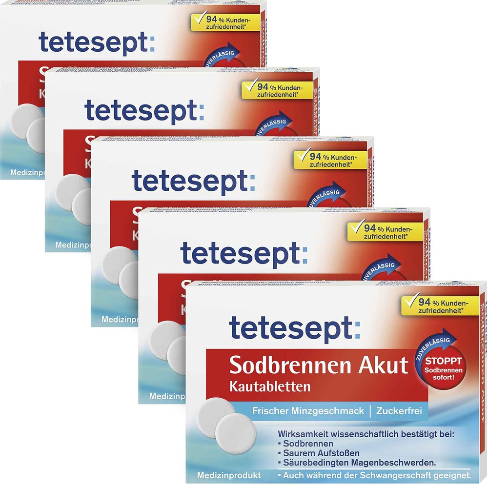 tetesept Heartburn Acute Chewable Tablets, 5 x 20 tablets