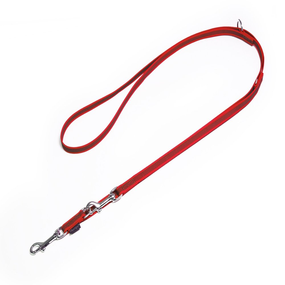 Mystique Rubberized Hands-Free Leash, 15 mm, Standard Carabiner, Red, 3 m