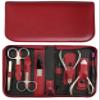 8-Piece Professional Manicure and Pedicure Case, Burgundy Genuine Leather view 1