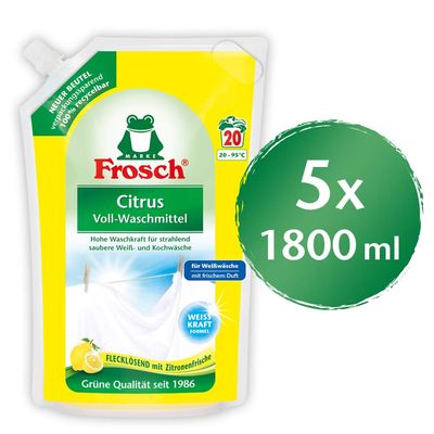 Frosch Citrus Laundry Detergent, 5-Pack (5 x 18 Washes)