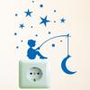 Loft Moon Angler with Stars Wall Decal – Brilliant Blue view 1