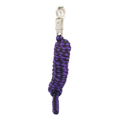 Pfiff 101933 Lead Rope, Braided, Panic Hook, Black-Purple, 210 cm
