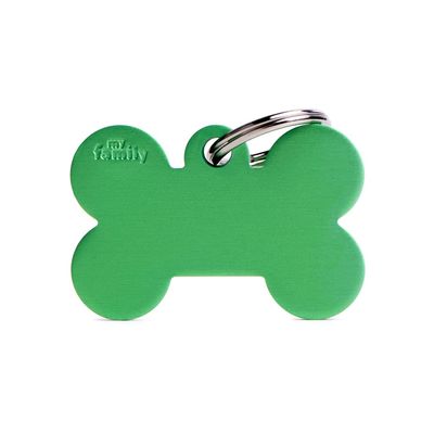 MYFAMILY Large Bone Tag Aluminum Green Plate Dog Free Engraving