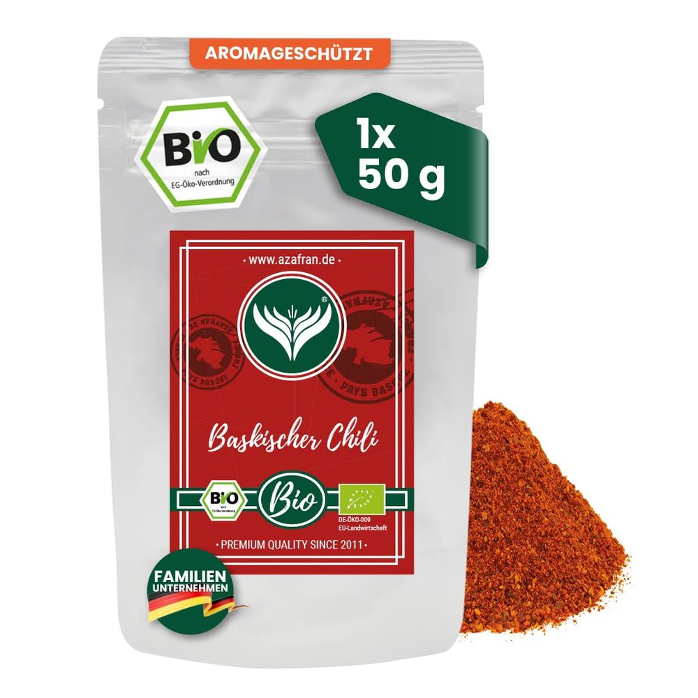 Azafran Organic Basque Espelette Chili, Ground, AOP, 50 g
