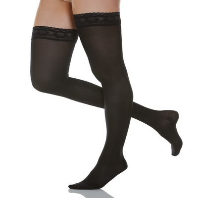 Relaxsan Microfiber 770M (Black 2/M) Women's Compression Thigh-High Stockings, 12–17 mmHg, 70 Den