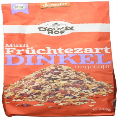 Bauckhof Demeter Spelt Fruit Muesli, 4-Pack (4 x 425 g)