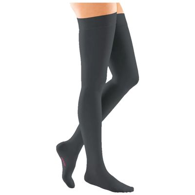 medi mediven forte Compression Class 2 Thigh-High Stocking, Multifunctional Grip Band, Regular, Open Toe, Black, Size IV