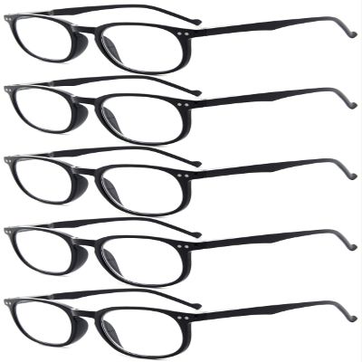 Eyekepper 5-Pack Spring-Hinge 80s Classic Reading Glasses, Black, +3.50