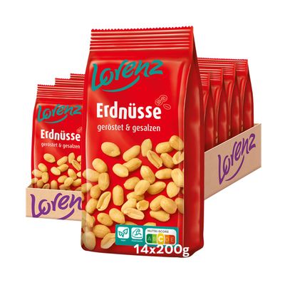 LORENZ | Roasted & Salted Peanuts | 14 x 200 g | Vegan