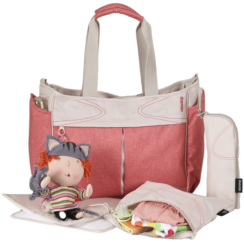 okiedog METRO 35002 Lightweight Diaper Bag with Handles and Shoulder Strap, URBAN, Coral