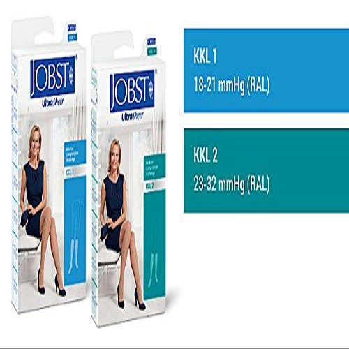 Jobst UltraSheer 1 AG-Regular Open Toe, Black, Decorative Dot, Wide Size I, CCL 1