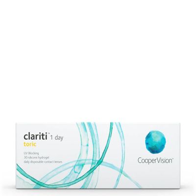 Clariti 1 Day Toric Daily Contact Lenses, BC 8.6, DIA 14.3, -1.75 D, CYL -1.75, Axis 160, 30 Lenses