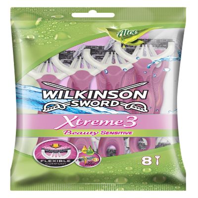 Wilkinson Xtreme 3 Beauty Sensitive Disposable Razors, 8 Count