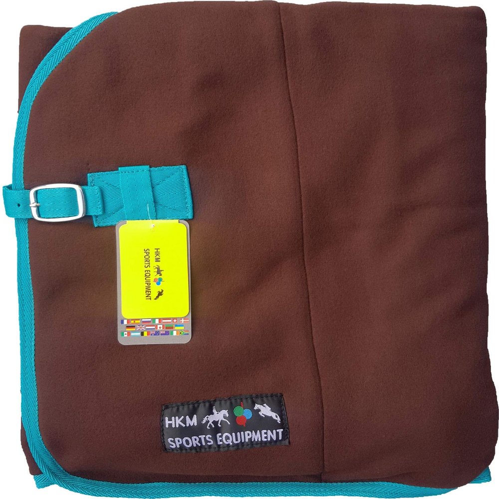 HKM Alaska Cooler Blanket, Dark Brown/Turquoise, 135 cm Back Length