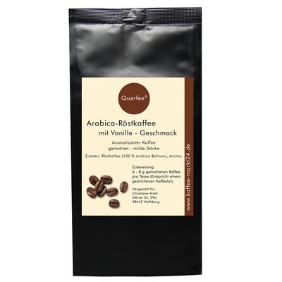 Vanilla Coffee - Flavored Ground Coffee, Freshly Roasted in Hamburg by Querfee (250 g)