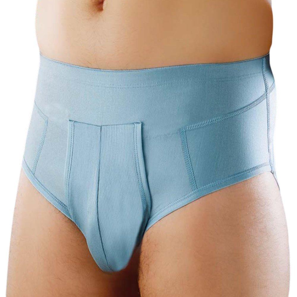 ORIONE Inguinal Hernia Brief, Light Blue Comfort Model, Size 4: 86–90 cm