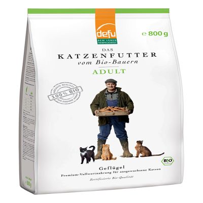 defu Cat Food | 4 x 800 g | Adult Organic Poultry Dry Food | Premium Organic Complete Food for Cats
