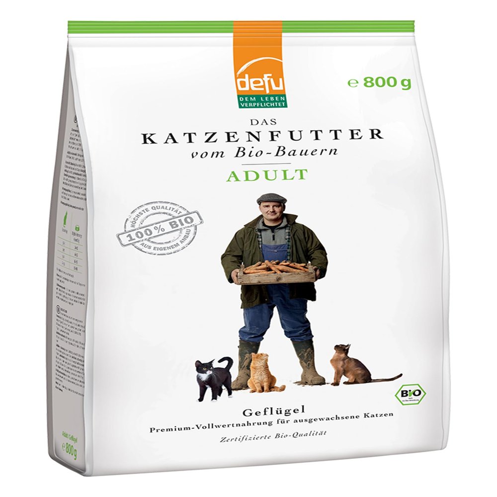 defu Cat Food | 4 x 800 g | Adult Organic Poultry Dry Food | Premium Organic Complete Food for Cats