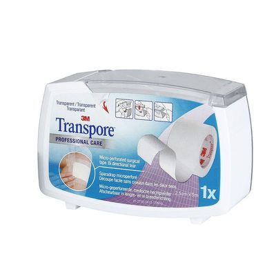 3M Transpore Tape, Plastic, Microperforated, 25 mm x 5 m, 3M