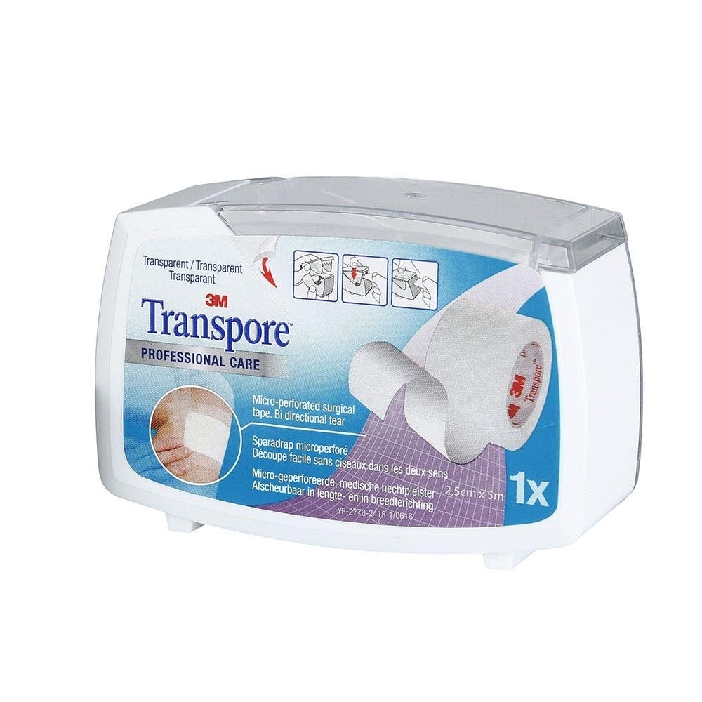 3M Transpore Tape, Plastic, Microperforated, 25 mm x 5 m, 3M