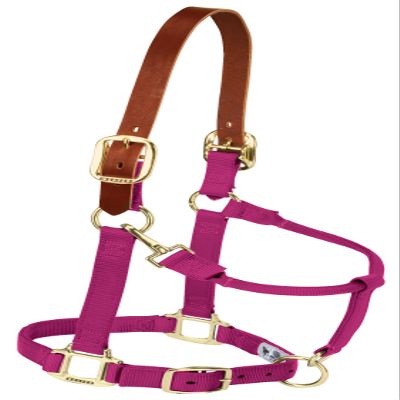 Weaver Adjustable Chin and Throat Halter, Leather, n/a, Raspberry, Large Horse