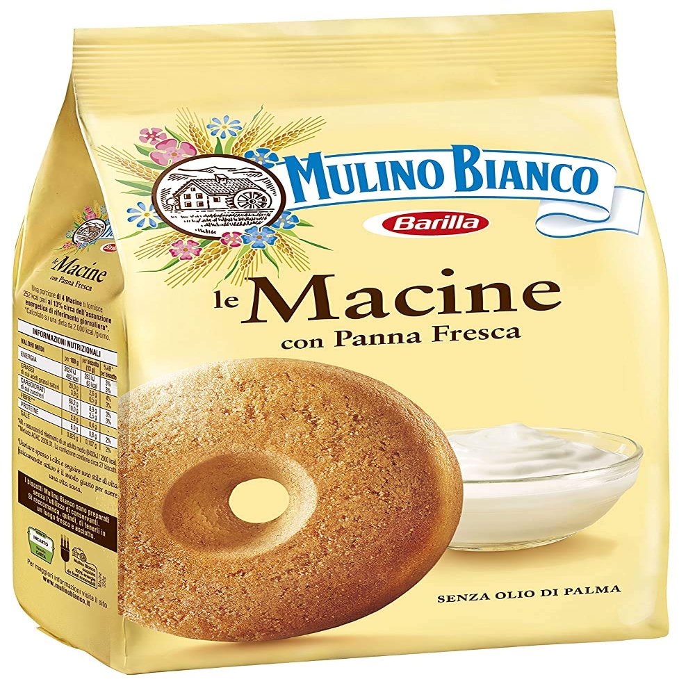 Mulino Bianco Macine Shortbread Cookies with Fresh Cream, 6 x 400 g