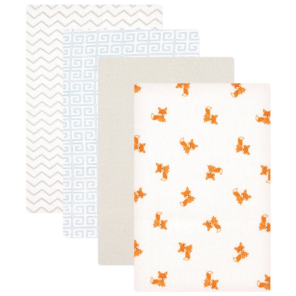 Luvable Friends Fox Flannel 4-Piece Receiving Blankets