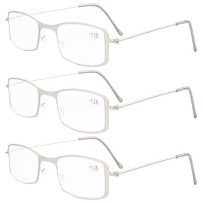 Eyekepper 3-Piece Stainless Steel Half-Eye Reading Glasses +4.0