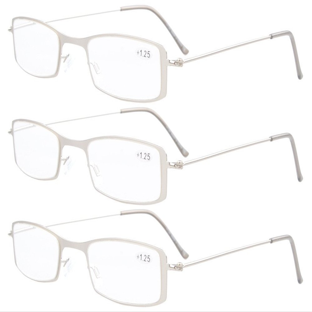 Eyekepper 3-Piece Stainless Steel Half-Eye Reading Glasses +4.0
