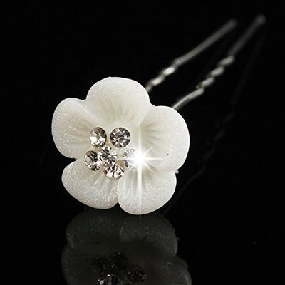 Miya 4-Piece Princess Mei Flower Hair Spirals with Pearl and Rhinestone Details