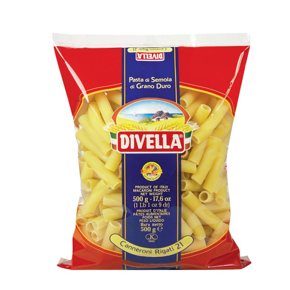 Divella Cannelloni Rigati No. 21, 8-Minute Cooking Time, 500 g (082678)