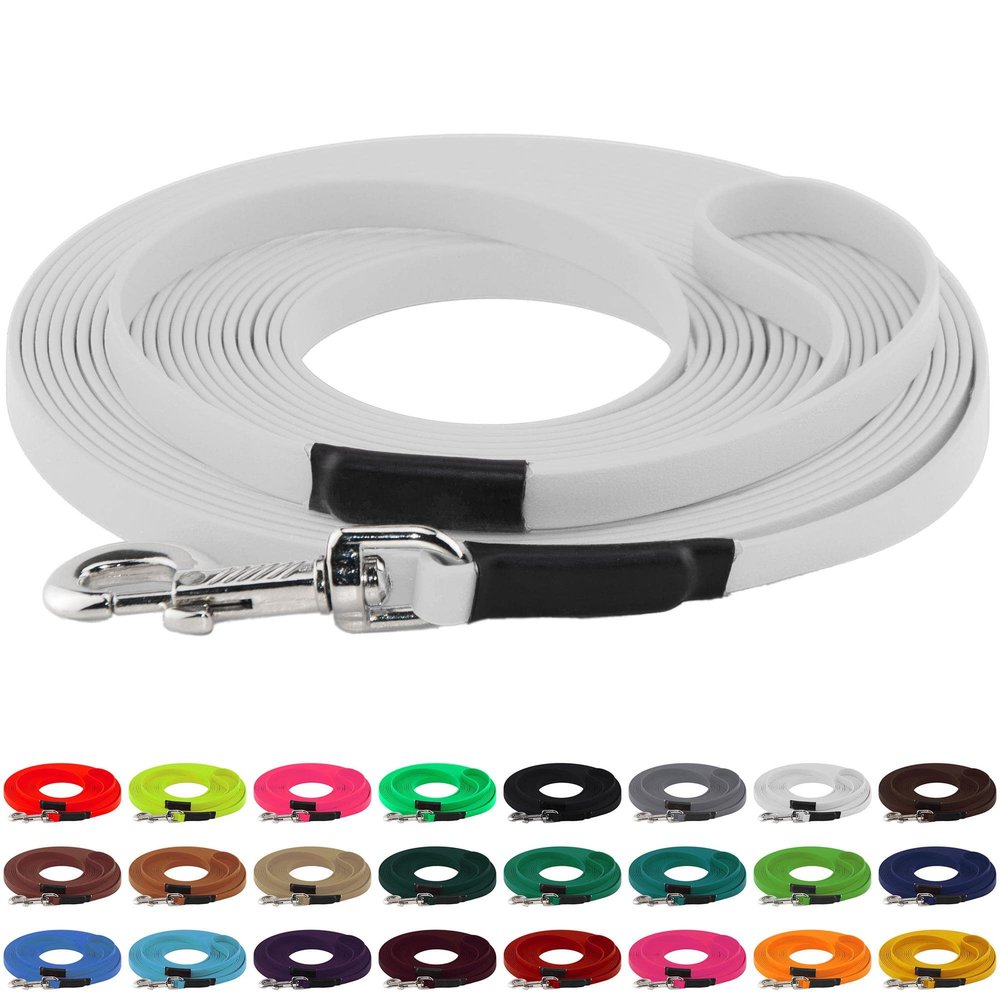 LENNIE BioThane Long Line, 9 mm, for Dogs 5–15 kg, 3 m, White, Sewn