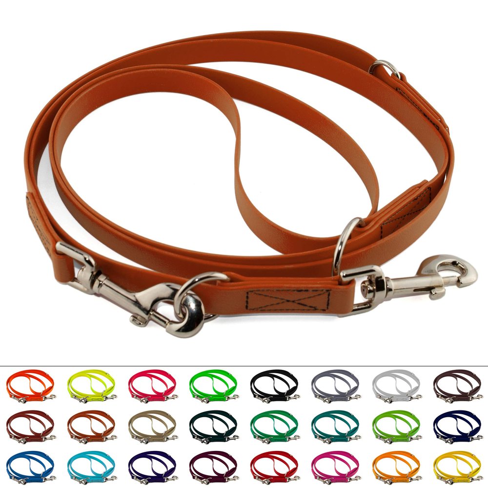 LENNIE Adjustable BioThane Dog Leash, 9 mm x 5 m, Light Brown, Double-Ended