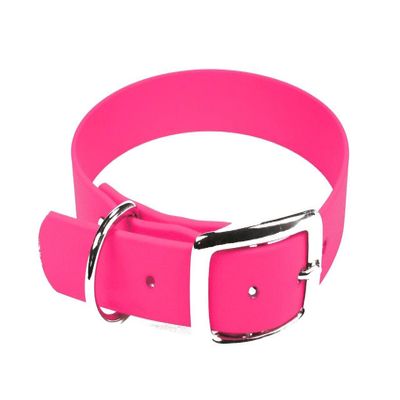 LENNIE BioThane Collar, Pin Buckle, 13 mm Wide, 20–24 cm, Neon Pink, Printing Available