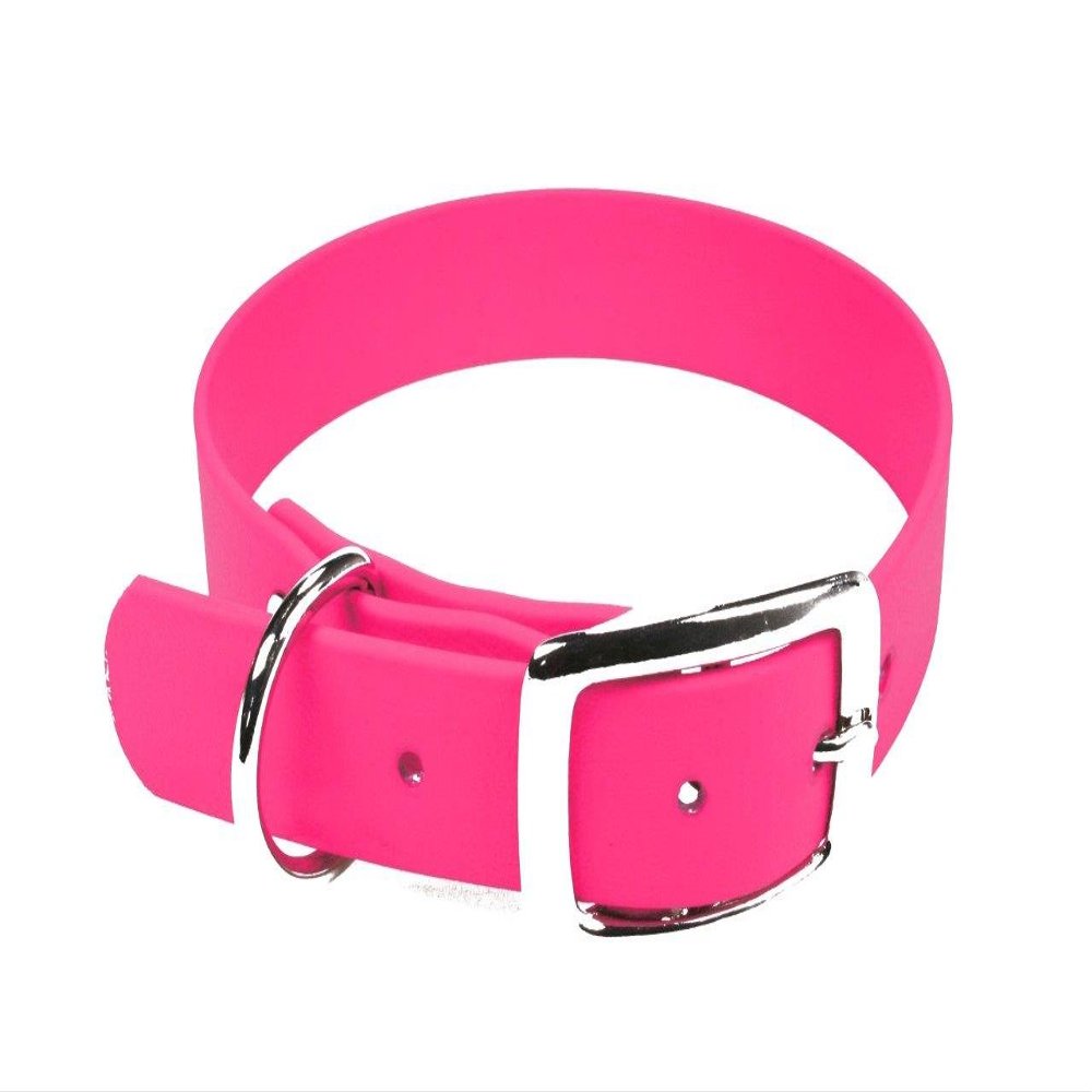 LENNIE BioThane Collar, Pin Buckle, 13 mm Wide, 20–24 cm, Neon Pink, Printing Available
