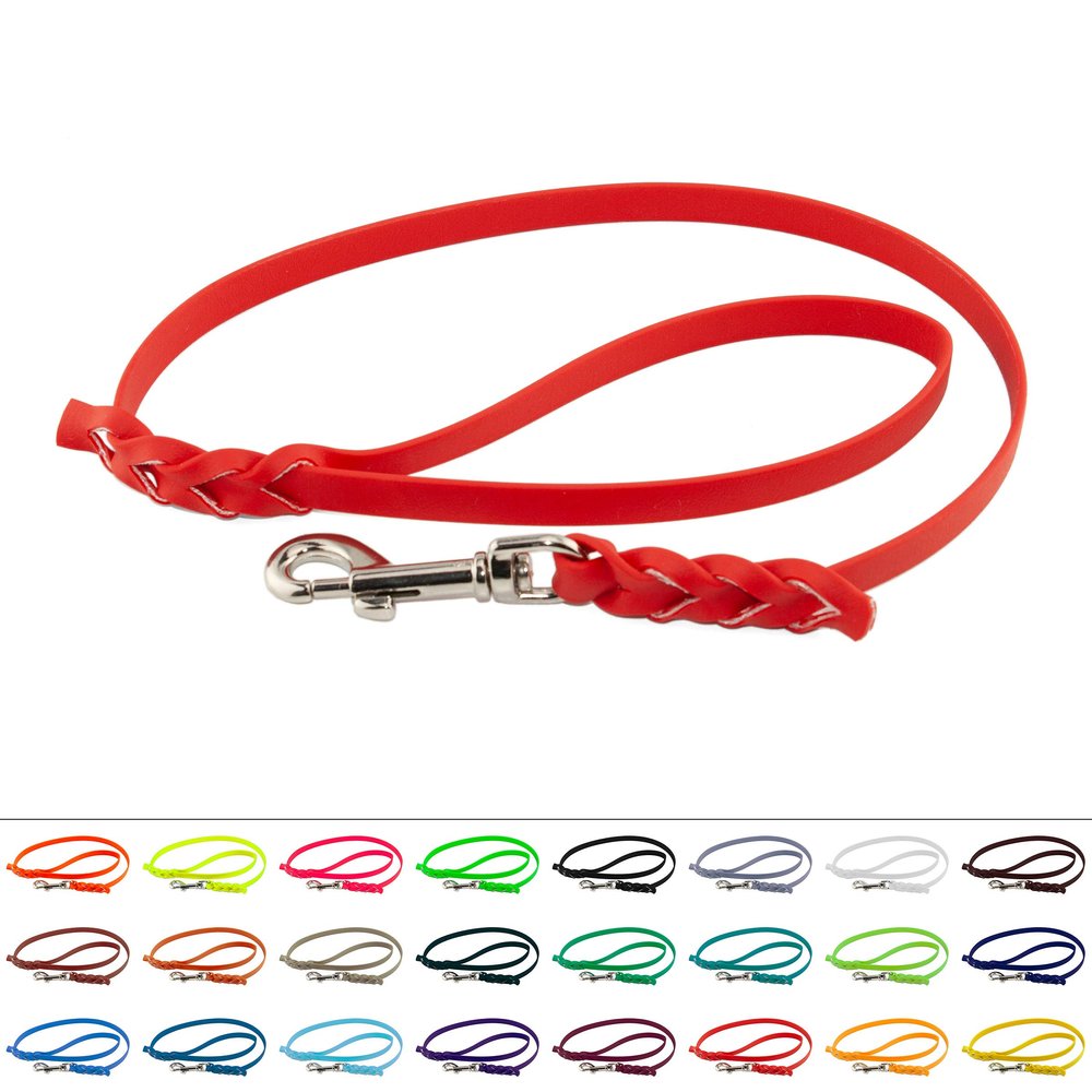 LENNIE BioThane Dog Lead, 9 mm Wide, 3 m Long, Red, Braided with Hand Loop