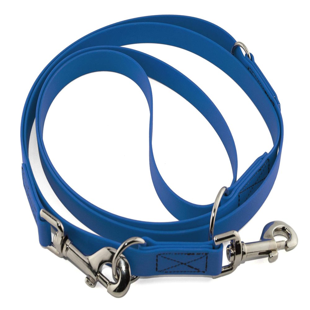 LENNIE Adjustable BioThane Double-Ended Dog Leash, 13 mm Wide, 3 m, Azure Blue