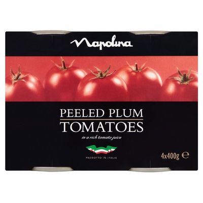 Napolina Peeled Plum Tomatoes in Tomato Juice (4 x 400 g) - Pack of 2