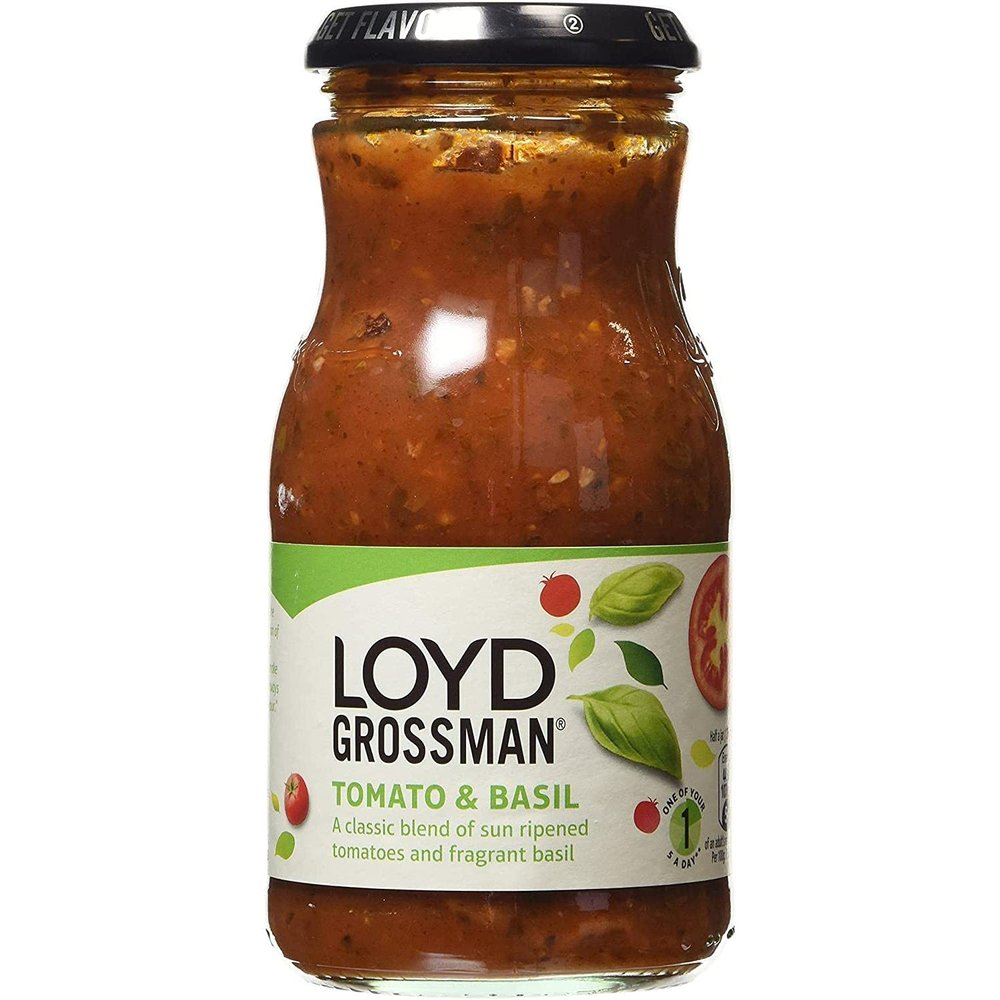 Loyd Grossman Tomato & Basil Pasta Sauce, 350 g, Pack of 2