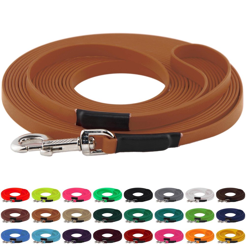 LENNIE BioThane Long Line, 19 mm, for Dogs 35 kg+, 15 m, Light Brown, Stitched