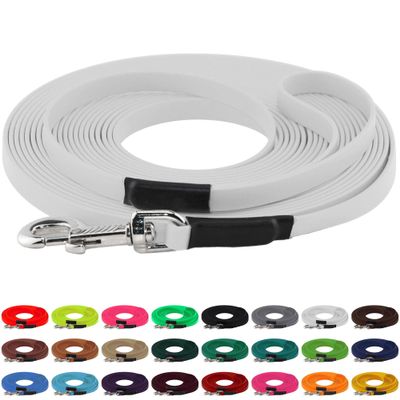 LENNIE BioThane Long Line, 19 mm, for Dogs 35 kg+, 30 m, with Hand Loop, White, Stitched