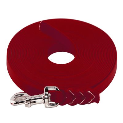 LENNIE BioThane Long Line, 13 mm, 20 m, for Dogs 15–25 kg, No Hand Loop, Red, Braided
