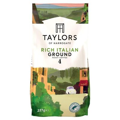 Taylors of Harrogate Half Caffeine Rich Italian Ground Coffee, 227 g