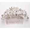 Miya Style 10 Silver Pearl and Crystal Floral Hair Comb view 1