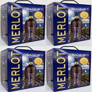 4 x GRAND SUD MERLOT Vin de Pays d’Oc 3-Liter Bag in Box