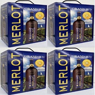 4 x GRAND SUD MERLOT Vin de Pays d’Oc 3-Liter Bag in Box