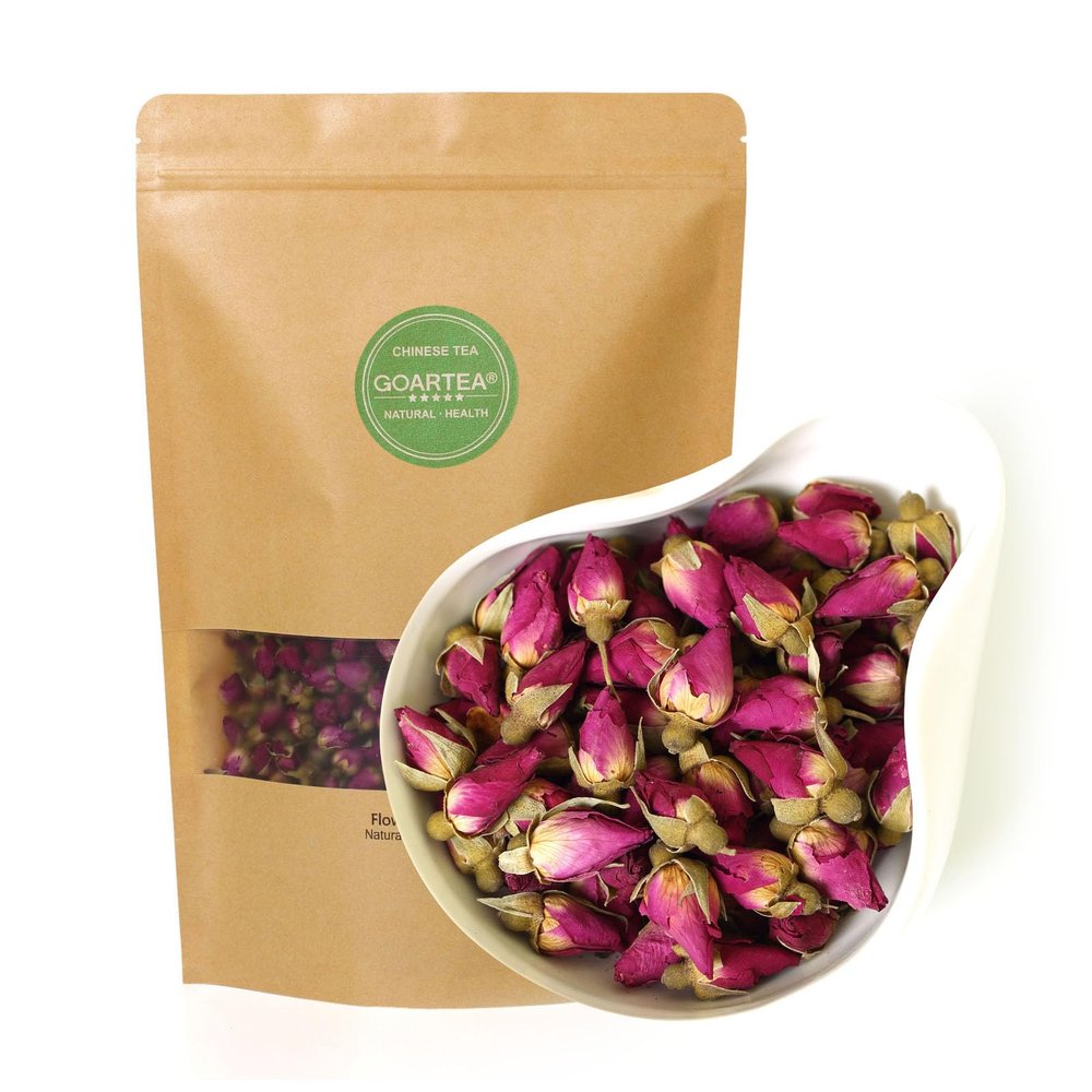 GOARTEA Rose Tea 100 g (3.5 oz), Red Dried Rose Buds, Edible Rosebud Flower Herbal Tea, Caffeine-Free