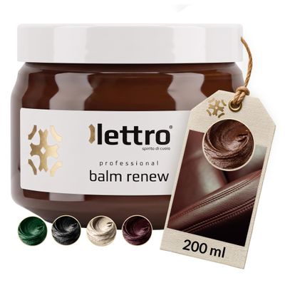Leather Care Balm for Sofas, Car Seats, Jackets & Shoes, Lettro Balm Renew, 200 ml (Medium Brown)