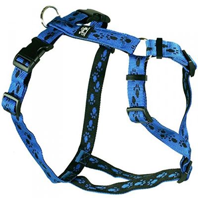 Feltmann Dog Harness - Blue Soft Nylon with Black Paws, 40–60 cm Girth, 15 mm Width